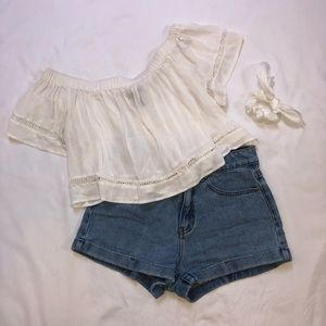 Forever 21 White Off The Shoulder Shirt